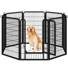 Yaheetech ペットフェンス ペットサークル 高さ100cm パネル8枚 犬用サークル ペットケージ 犬 ゲージ スチール製 大型犬用 中型犬用 自由組み立て 折り畳み式 カタチ変更可 ジョイント式 安全ロック付き 脱出防止柵 室内外兼用 掃除しやす…