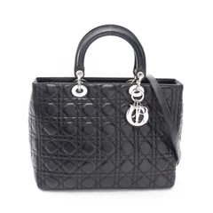 ディオール Dior ハンドバッグ LADY DIOR レディディオール ラージ カナージュ 2WAY ブラック レザー レディディオール カナージュ 2wayトート ラージ レディース