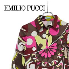 通年⭐︎EMILIO PUCCI ガーディアン 総柄 シルクプッチ柄 M EMILIO PUCCI エミリオプッチ シルク 絹 カーディガン ニット 花柄