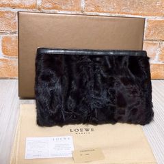 LOEWE ロエベ ファー クラッチバッグ ブラック レザー 黒 - メルカリ