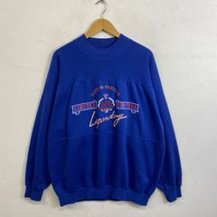 90s I.O.U. スウェット トレーナー 裏起毛 フロント ビッグロゴ ハイネック 切替 古着 VINTAGE ブルー XL I74