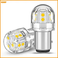 送料無料★12V-24V車用 S25 ダブル球 LED ホワイト 爆光 テールランプ/ブレーキランプ 15連3030SM｜在庫あり
