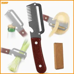 送料無料★3in1多機能ピーラー ステンレス 削皮器 千切り 栓抜き付き 3CR13刃 カーブ刃 1.8mm厚刃 野菜  送料無料