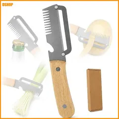 送料無料★3in1多機能ピーラー ステンレス 削皮器 千切り 栓抜き付き 3CR13刃 カーブ刃 1.8mm厚刃 野菜 ｜在庫あり