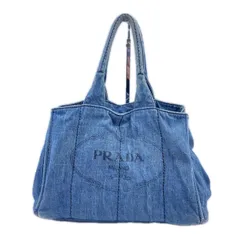 8S022PRADA  プラダ カナパ デニムハンドバッグ レディース ブルー 中古