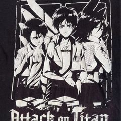 진격의 거인 Attack on Titan 엘렌 리바이 티셔츠 블랙 M 소매 프린트