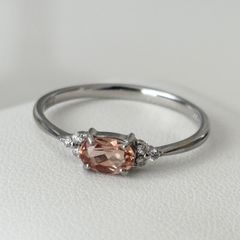 171【ビズー】フラウィ　Pt900 色石　ダイヤモンド 0.06ct リング　約17号