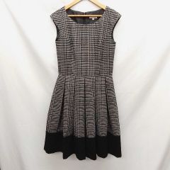 L'ESTROSE レストローズ 千鳥柄ノースリーブワンピース ホワイト×ブラック MT（Mサイズのトールサイズ） ○◇
