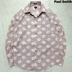 Paul Smith FLORAL PRINT SHIRT ドレスシャツ ワイシャツ 総柄 花柄 ボタニカル ロングスリーブ 長袖 Mサイズ ピンク × グレー ポールスミス