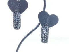 TAD　スワロフスキー　SWAROVSKI　クリスタル　ハーフフープ　パヴェ　ピアス　ブラック系×シルバーカラー　送料無料