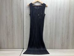 PLEATS PLEASE/プリーツプリーズ イッセイミヤケ デニム転写ノースリーブワンピース ロング プリーツ加工 胸ポケット 軽量 伸縮性 日本製 3