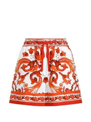 DOLCE & GABBANA MAIOLICA プリントコットンショートパンツ 送料無料