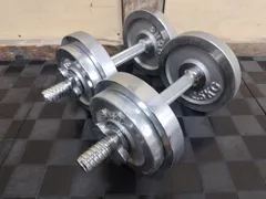 ［ブランド不明］クロームメッキダンベルセット　片側9.8kg