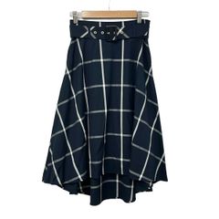 BLUE LABEL CRESTBRIDGE(ブルーレーベルクレストブリッジ) ロングスカート サイズ36 S レディース美品  - ダークネイビー×白 チェック柄