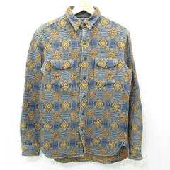 【三重本店】 中古 RRL(RALPH LAUREN) | ダブルアールエルラルフローレン ネイティブジャカードオーバーシャツ 総柄長袖シャツ 782804336001 ブルー×ブラウン マルチカラー サイズ：S 【101】
