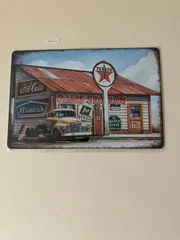オアシスステーション ガソリンスタンド テキサコ コカコーラ ブリキ看板 アンティーク アメリカン雑貨 ウォールデコ レトロ ビンテージ