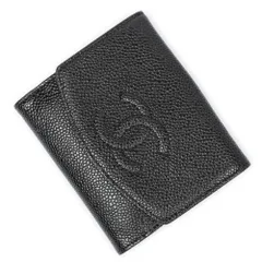[中古] CHANEL シャネルタイムレス二つ折り財布黒キャビアレザーA