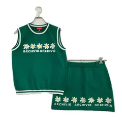 中古 レディース アルチビオ archivio セットアップ 38(M) グリーン 緑 ニットベスト×スカート 2026年モデル 花柄