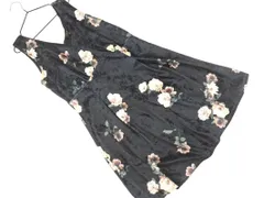 rienda リエンダ ベロア 花柄 Aライン ワンピース sizeM/黒 ◇■ レディース