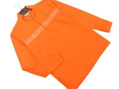 PUMA プーマ ロゴ ハーフジップ 長袖 ゴルフ プルオーバー sizeO/オレンジ ◇■ メンズ
