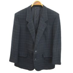 クリスチャンディオール Christian Dior MONSIEUR ムッシュ テーラードジャケット チェック柄 ウール BE4 紺 ネイビー 黒 ブラック 上着 シングルブレスト /YU ■ECD008