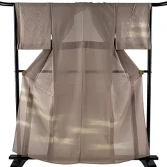 訪問着 身丈162cm 裄丈65.5cm M 薄物 露草 霞 金糸 金彩 薄小豆 正絹 秀品 【中古】