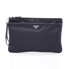 プラダ PRADA セカンドバッグ クラッチバッグ TESSUTO+SAFFIANO 2VN012 ネイビー ナイロン サフィアーノレザー トライアングルロゴ クラッチバッグ メンズ Used A