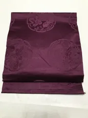 【中古】名古屋帯 正絹 華紋の地紋 紫無地
