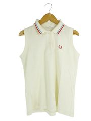 フレッドペリー FRED PERRY ポロシャツ ノースリーブ ロゴ サイズ M 白 QQQ