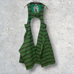 定価：195800円 COMME des GARCONS HOMME PLUS 幾何学・グラフィックパターン ノースリーブ・ロングコート PQ-A006 GREEN系 M  コム デ ギャルソン オム プリュス グリーン