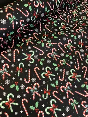 3m USAコットン　クリスマス　シーチング　黒地　生地