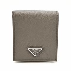 PRADA プラダ コインパース付きレザーウォレット グレージュ コンパクトウォレット 二つ折り財布 メンズ 2M0738 (31864)