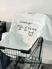 新品 送料無料 シュレーディンガー方程式 ネコイラスト T シャツ ユーモラス 知的 シンプル ストリート グラフィック