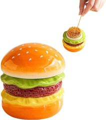 PLEGOOD 爪楊枝入れ ハンバーガー型 陶器製 つまようじホルダー かわいい 卓上インテリア (1個)