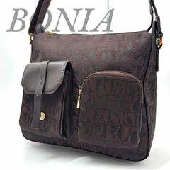 新品未使用 BONIA ボニア ショルダーバッグ モノグラム 総柄 白黒 保存 