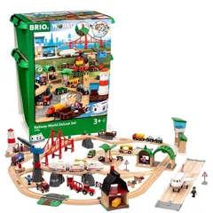BRIO(ブリオ) ワールドデラックスセット 33766 対象年齢 3歳~ [おもちゃ 玩具 木製おもちゃ 木製レール レールセット プレゼント（誕生日/クリスマス） 電車 船 飛行機 ] 1