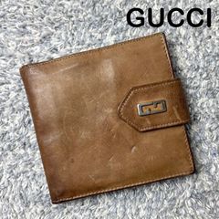 GUCCI グッチ オールドグッチ 二つ折り財布 Gロゴ金具 レザー ブラウン ヴィンテージ