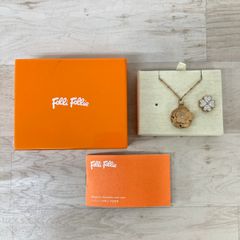 Folli Follie/フォリフォリ ネックレス ペンダント 花/フラワー クローバー ゴールド系 箱/証明書付[OI04277]
