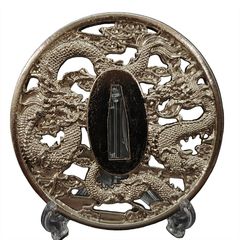 日本刀装具 刀鍔 馬図 XG342 銅地 金工 細工 鍔 つば 居合用 刀剣美術