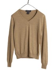 【クーポン配布中!】 ブルックスブラザーズ Vネック ニット セーター レディース M 高級 メリノ ウール シルク カシミヤ ハイゲージ 無地 プルオーバー 薄手 茶