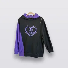 NIER CLOTHING パーカー 紫×黒 ハート棘プリント 切替袖　☆新品
