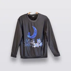 NIER CLOTHING トレーナー 黒 月と花プリント クルーネック ☆新品