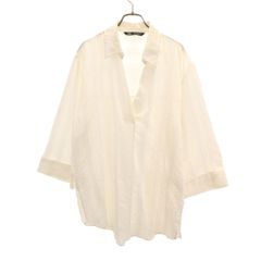 ZARA ザラ ストライプ柄 長袖 スキッパー チュニック S ホワイト レディース 古着