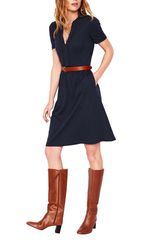 ボーデン レディース トップス ワンピース コットン ジャージー Bodenaomi Picotrim Cotton Blend Jersey Dress Navy ネイビー