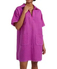 チンティアンドパーカー レディース トップス ワンピース リネン Chinti Parker Womens LinenBlend Scallop Tunic Dress Magenta マゼンタ
