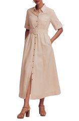 ボーデン レディース トップス ワンピース シャツ リネン Boden Ora Linen Blend Shirt Dress Coffee コーヒー