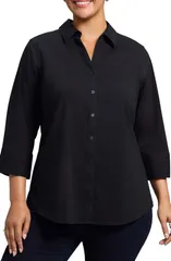 フォックスクラフト レディース トップス シャツ コットン Foxcroft Mary NonIron Stretch Cotton ButtonUp Shirt Black ブラック