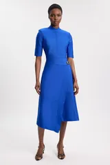 カレンミレン レディース トップス ワンピース アシンメトリー ミディ Karen Millen Asymmetric Hem 34 Sleeve Midi Dress Cobalt コバルト