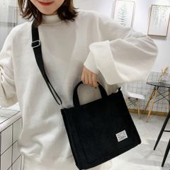 コーデュロイ ミニトートバッグ 3way カラー：ブラック 商品コード：TZM-275