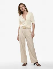コトン レディース ボトムス レギンス ワイドレッグ パンツ リネン Koton Linen Blend Belted Straight Wide Leg Striped Trousers WHITE